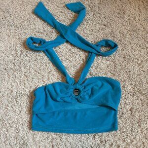 SHEIN Turquoise Halter Top